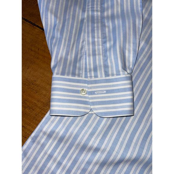 Mens Brooks Brothers White Blue‎ Long Sleeve Supima Cotton Button Down 17-35 - Picture 7 of 10